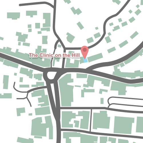 An image of a map showing the location of Clinic on the Hill